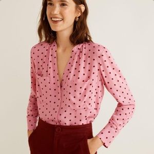 MANGO Pink Polka Dot Shirt